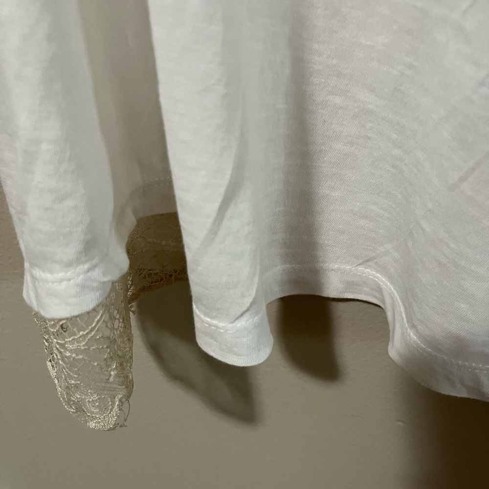 Embellished Lace Hem Tank-White   Small - Picture 2 of 5